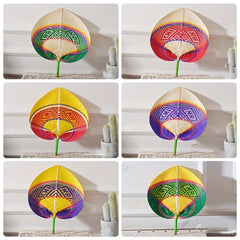 Handwoven Straw Fan Retro Creative Colorful Portable Handheld Fan