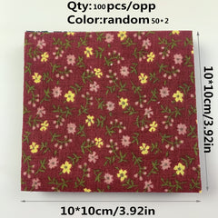 100pcs Dark Fabric Random 50 Colors DIY Printed Cotton Fabric