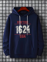 Men's 1624 Print Hoodie Slightly Stretch Breathable Hooded Sweatshirt