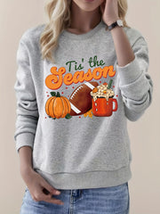 Halloween Print Sweatshirt Crew Neck Long Sleeve Casual Pullover for Women