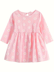 Girl's Sunflower Lemon Princess Dress Long Sleeve Baby Print Dress