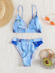 Women's Tie Dye Print High Waist Push Up Bikini Set