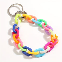 Y2K Block Bracelet Keychain Acrylic Key Ring Purse Bag Backpack Charm