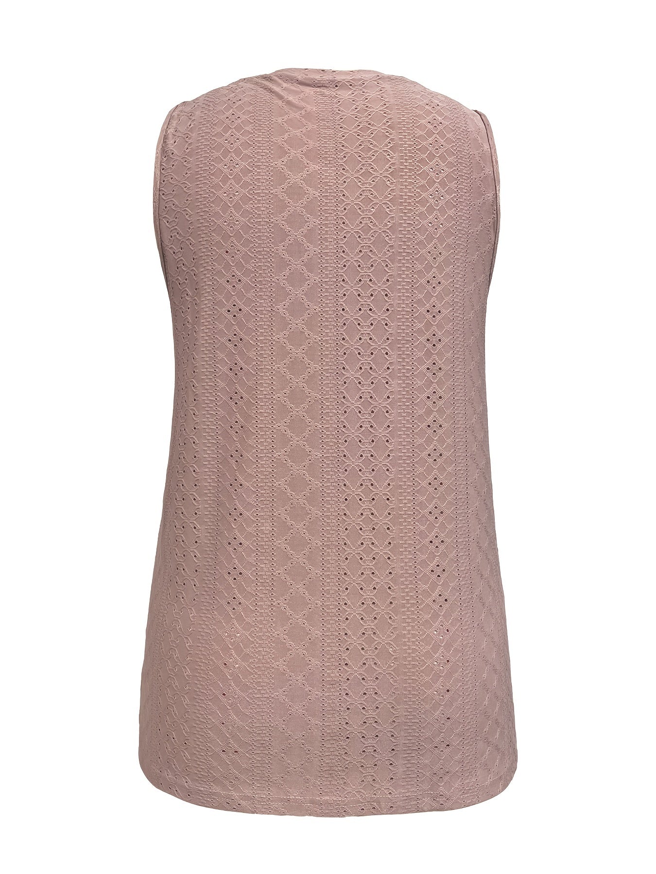 Solid Eyelet Embroidered Tank Top V Neck