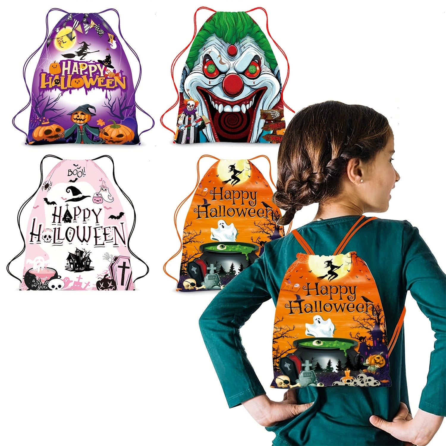 Halloween Drawstring Backpack Portable Storage Bag