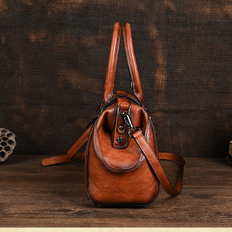 Vintage Floral Embossed Tote Bags Brown Red Green w/ Removable Straps