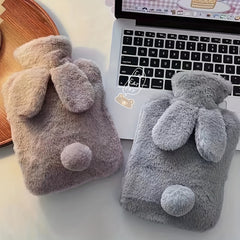 500ml Winter Warm Water Bag Plush Cover Rabbit Hand Warmer