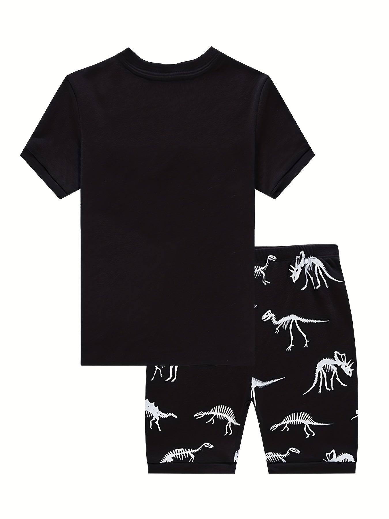 2pcs Boys Dino Print Short Sleeve T shirt & Short Set
