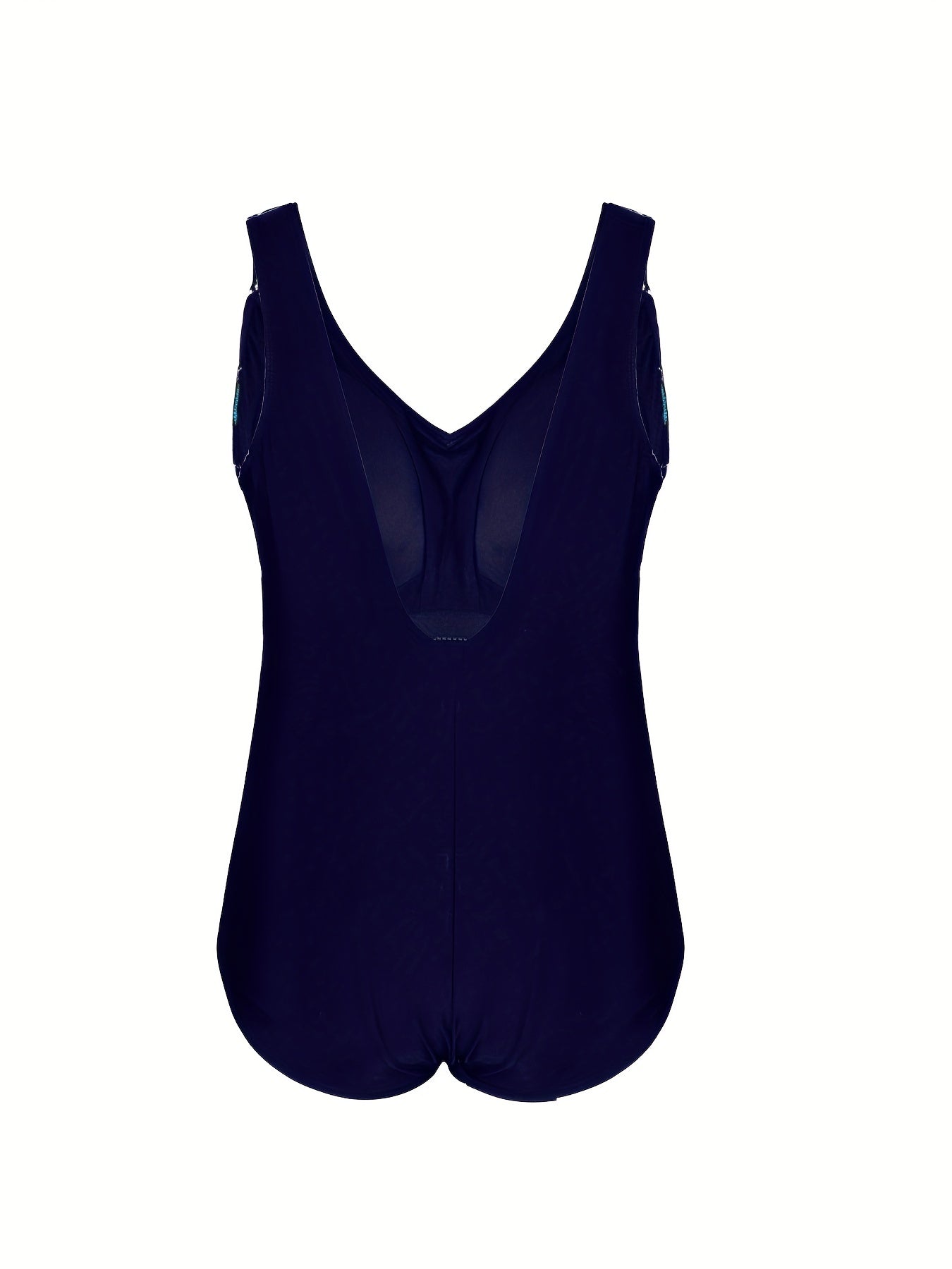 Stripe Print V Neck One Piece Swimsuit