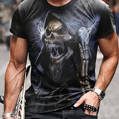 SKULL 3D Pattern Print Men's Short Sleeve T-shirt Graphic Tee
