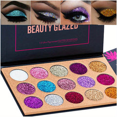 15 Colors Glitter Eyeshadow Palette Shimmer Ultra Pigmented Makeup