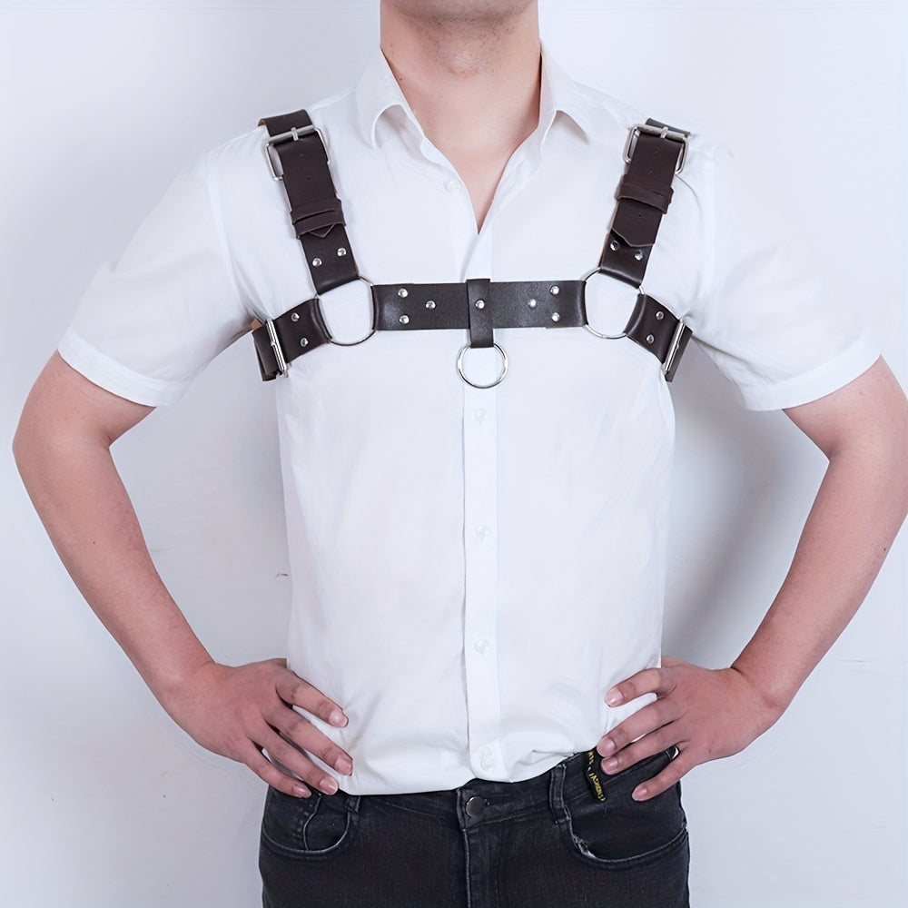 Men's PU Leather X-Shaped Shoulder Armor Chest Harness