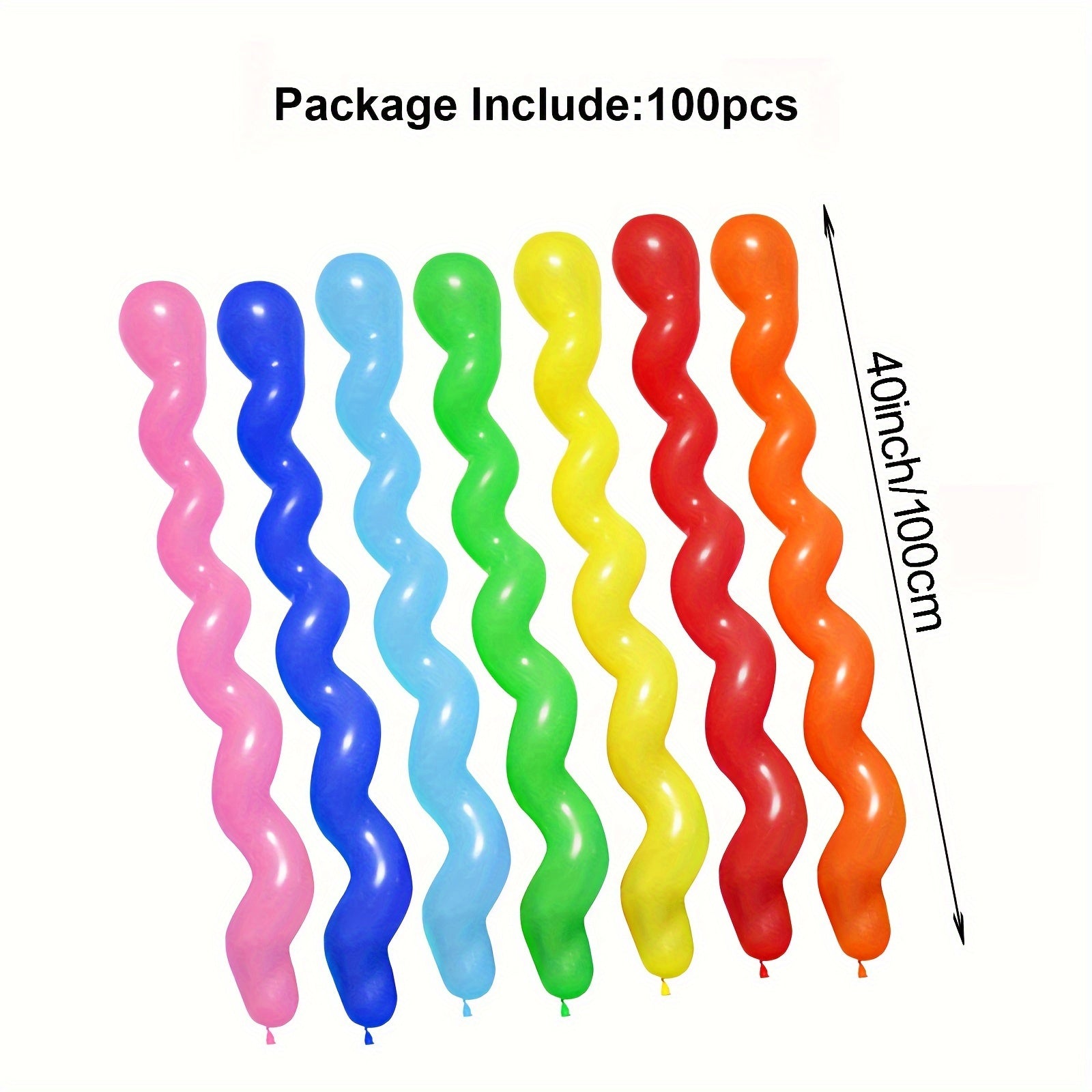 100 Pcs 6 Cm Latex Spiral Long Balloons Colorful Rainbow Twisted Balloons