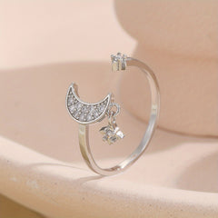 Moon Star Ring Inlaid Zircons Light Jewelry For Female