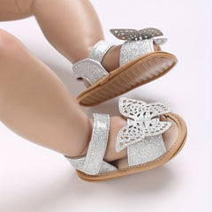 Baby Girls Bowknot Hook And Loop Sandals Lightweight Non Slip Crib Shoes