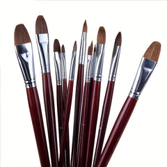 6pcs Weasel Hair Painting Brush Set Long Birch Rod Acrylic Drawing Art Supplies