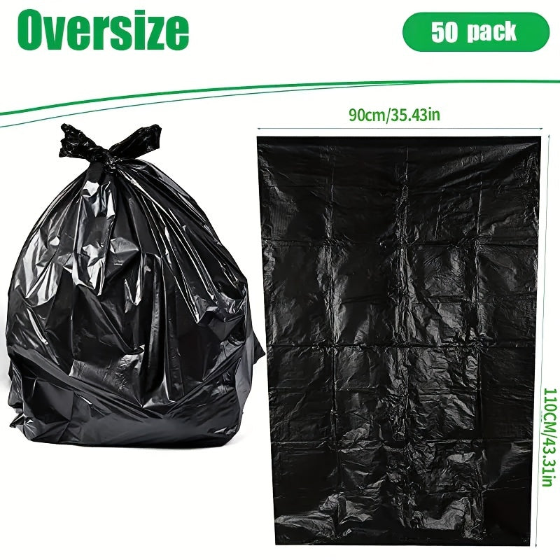 50pcs Heavy Duty Garbage Bags Contractor Bulk Plastic Bags