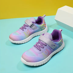 Girl's Knit Breathable Running Shoes Soft Sole Sneakers For Outdoor Jogging