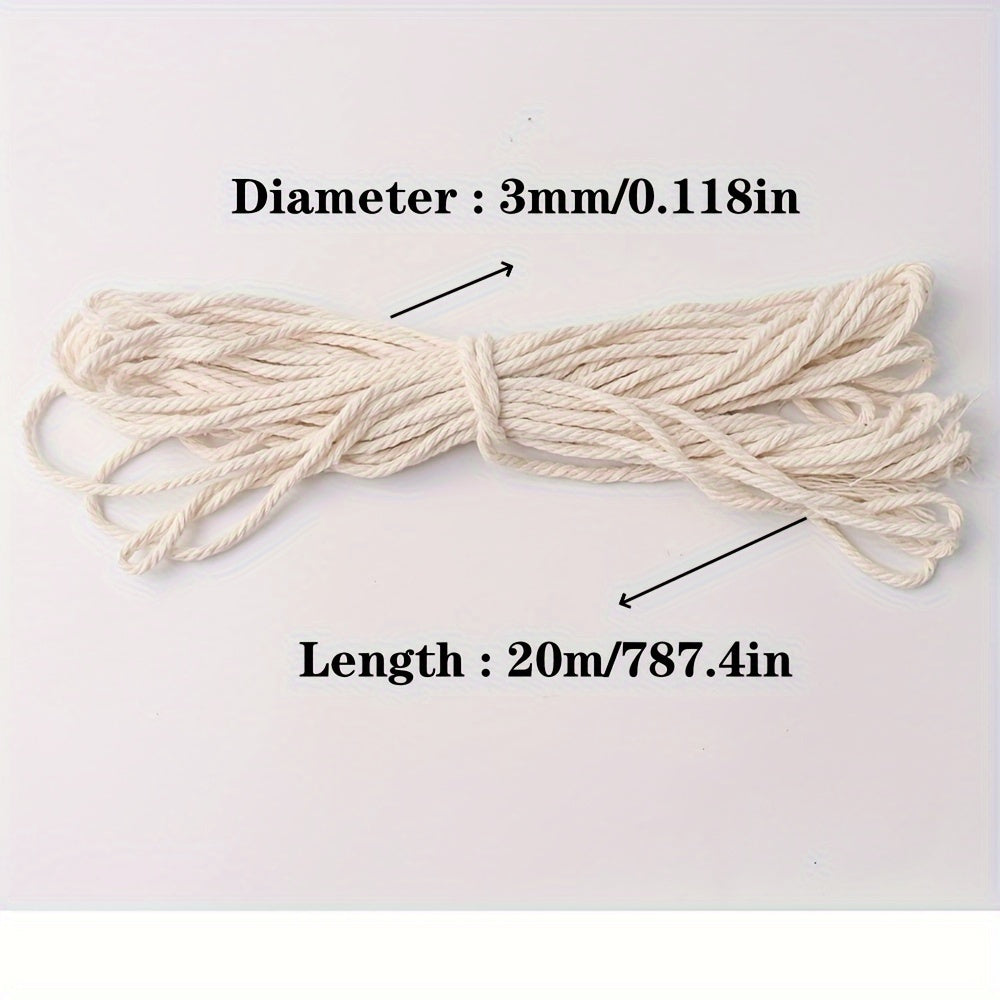 Colorful 3mm 22 Yards Macrame Cord 4 Strand Cotton Rope