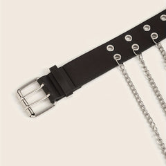 Eyelet Belt Hip Hop Waistband PU Skirt Girdle Jeans Pants Belts