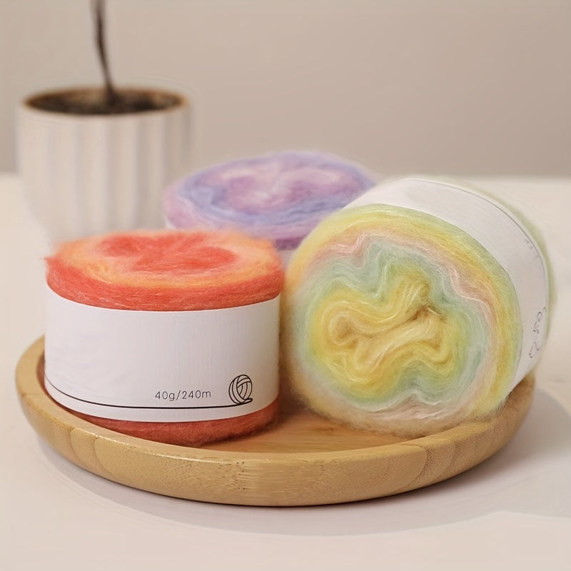 6pk Rainbow Gradient Mohair Yarn for DIY Knitting & Crocheting