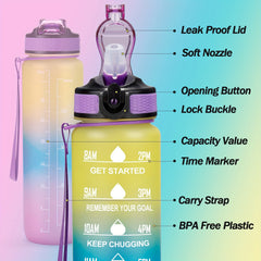Sports Water Bottle Portable Leak-proof Plastic Water Cup with Straw