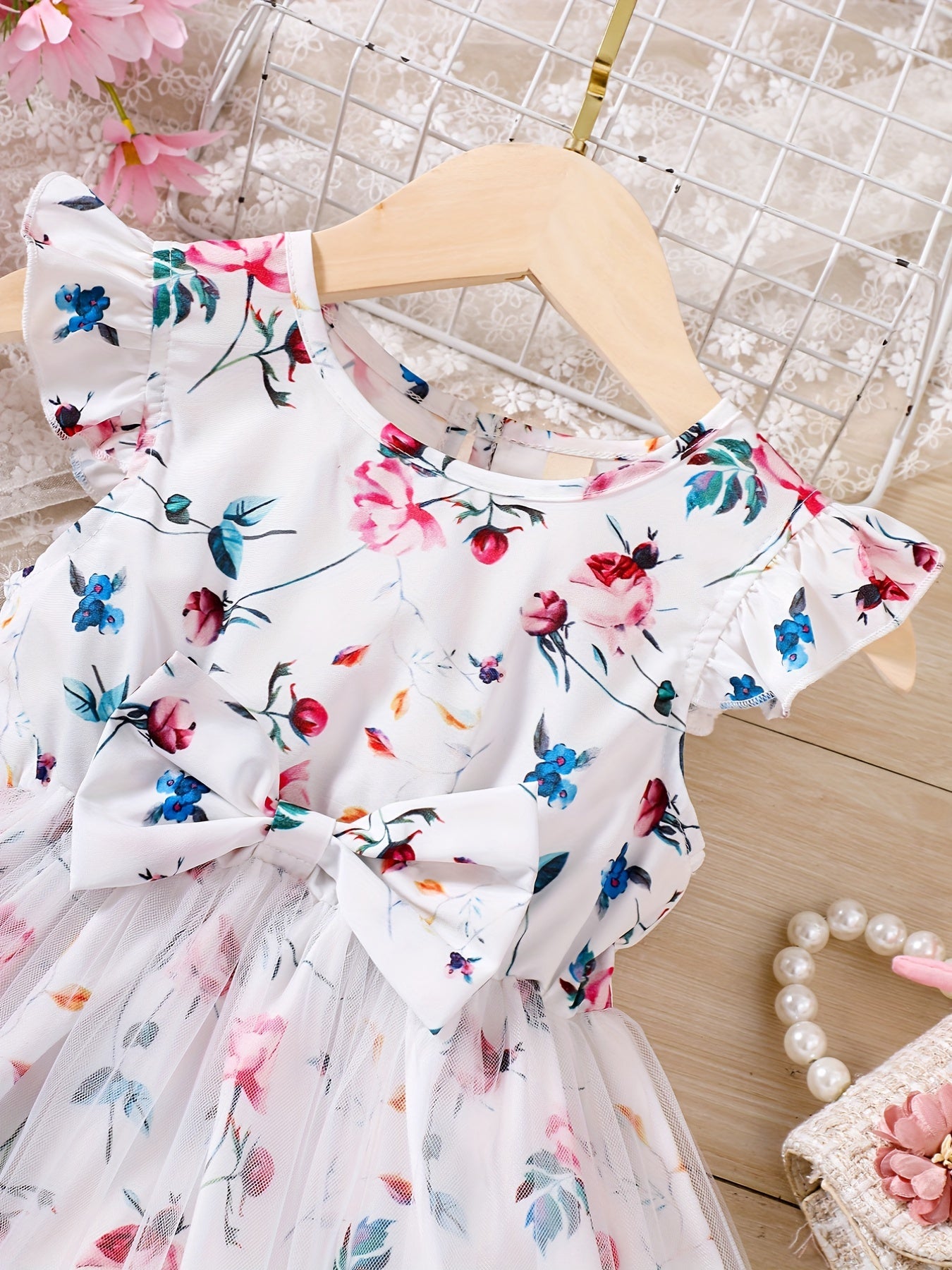 Toddler Girls Flowers Graphic Princess Dress For Party Beach Vacation