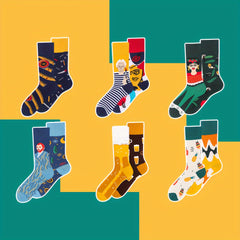 Asymmetrical Pattern Funny Socks Novelty Crew Socks For Men Women