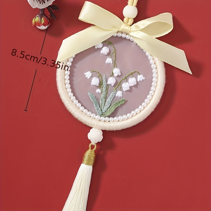 Embroidery DIY Pendant Kit - Flower Design