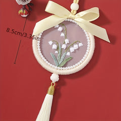 Embroidery DIY Pendant Kit - Flower Design