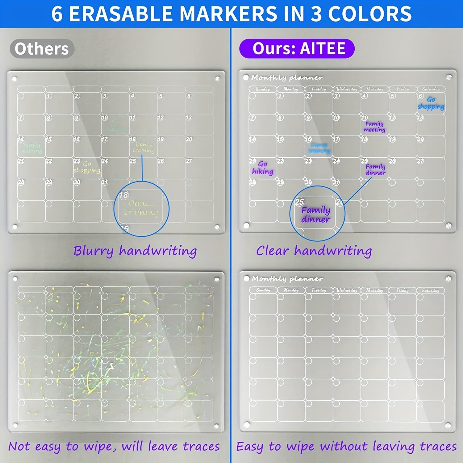 Magnetic Monthly Calendar & 6 Markers