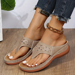 Women's Wedge Flip Flops Comfort Arch Support Slide Sandals