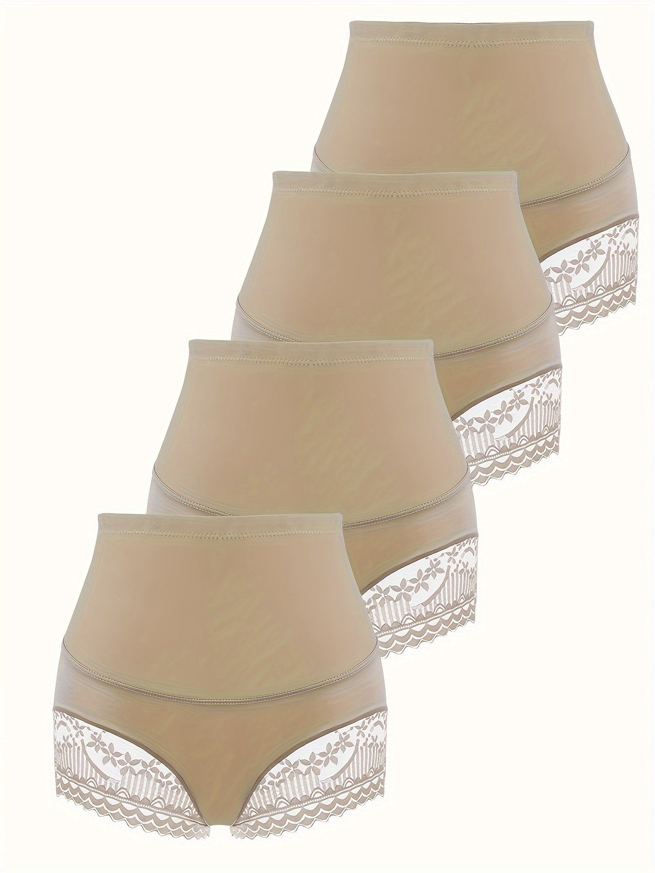 4 Pack Plus Size Lace Tummy Control Butt Lifting Shapewear Briefs Set