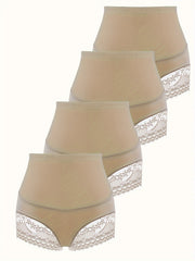 4 Pack Plus Size Lace Tummy Control Butt Lifting Shapewear Briefs Set