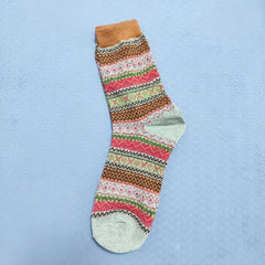 5 Pairs Geometric Pattern Socks Colorblock Crew Socks Women's Stockings