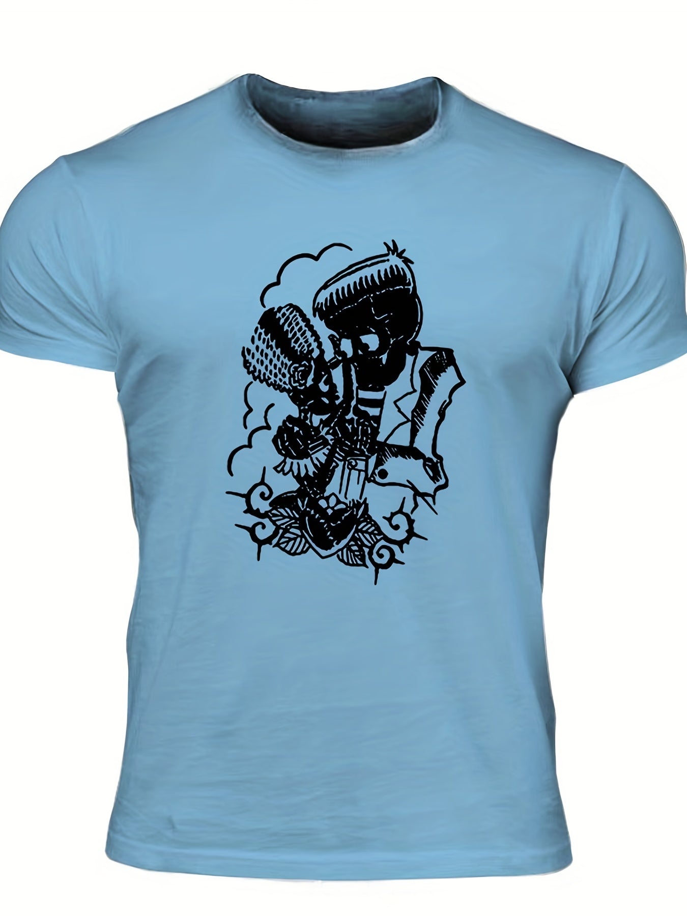 Men's Vintage Skeleton Graphic T shirt Casual Comfy Crew Neck Tee