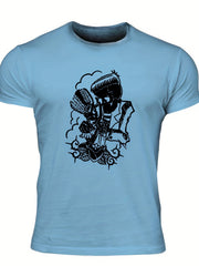 Men's Vintage Skeleton Graphic T shirt Casual Comfy Crew Neck Tee