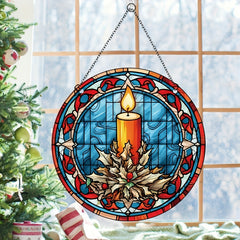 Acrylic Christmas Candle Leaf Stain Window Hanging Pendant