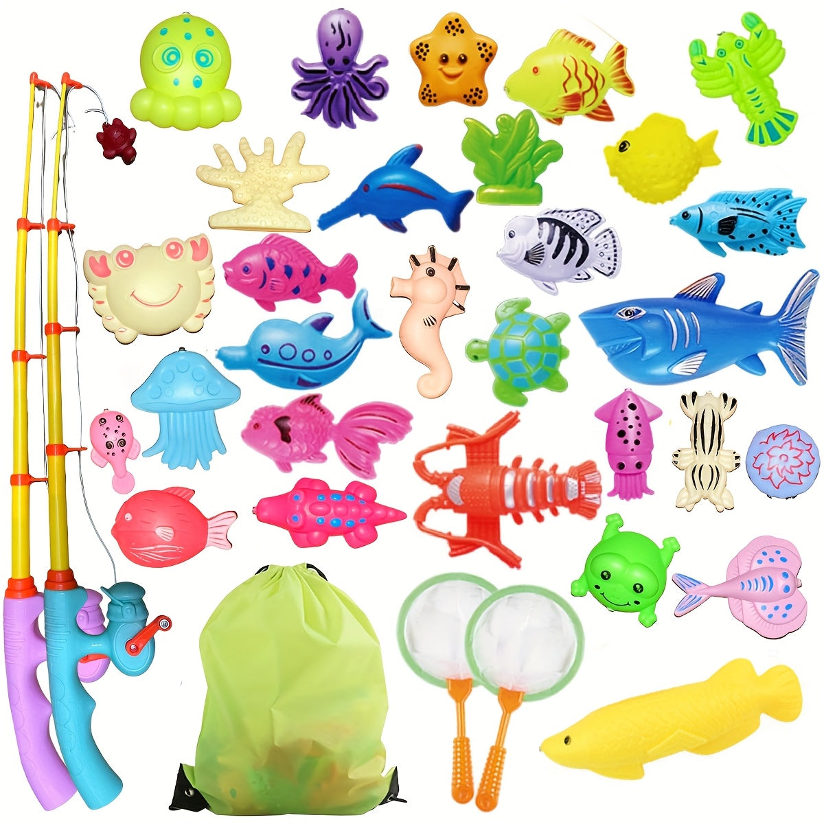Kids Fishing Toy Bath Set Outdoor Pool Party Game with Rod and Net
