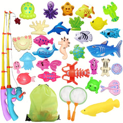 Kids Fishing Toy Bath Set Outdoor Pool Party Game with Rod and Net