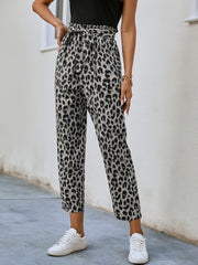 Leopard Print Cropped Pants Women's Clothing