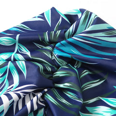 Tropical Leaf Print Ruched Swimming Hat Universal Water Sports Cap