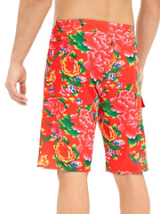 Flower Pattern Men's Swim Trunks Quick Dry Drawstring Beach Shorts