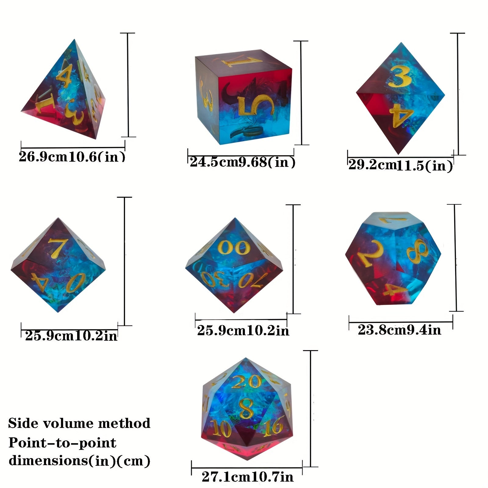 Resin Colorful Striped Dice Set Of 7 Sharp Dice Gaming Accessories
