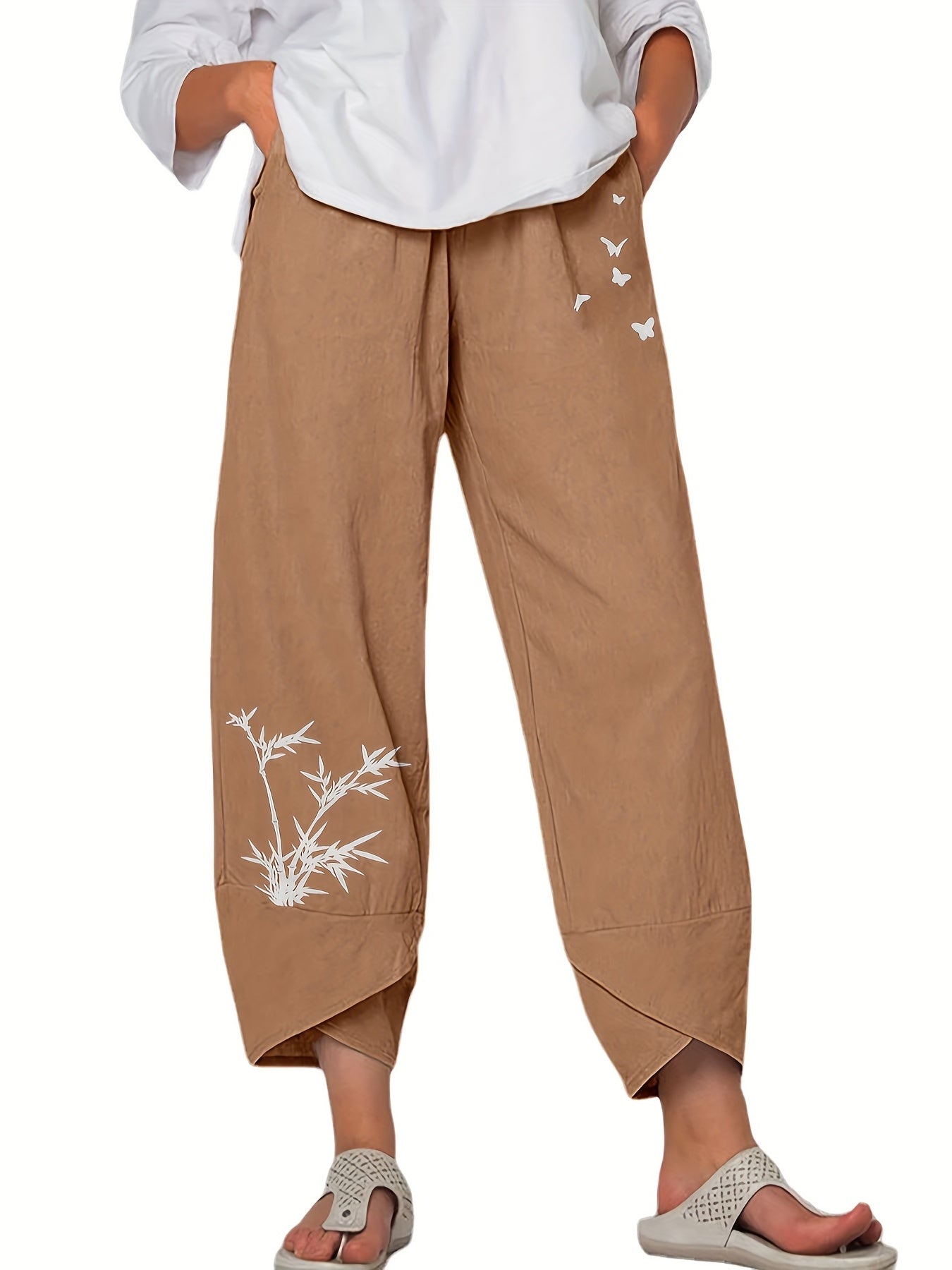 High Waist Harem Pants Women's Casual Solid Color Elastic Long Trousers
