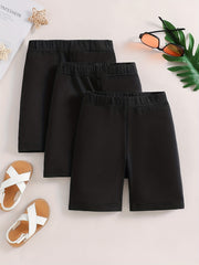 4pcs Girls Solid Elastic Waist Safety Shorts Leggings Under Skirt Dress