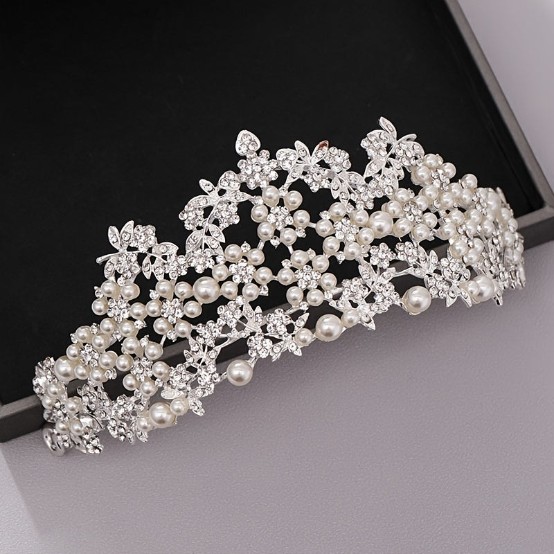 Silvery Tiara Crowns Crystal Headband Princess Rhinestone Crown