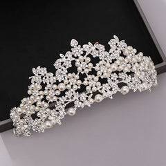 Silvery Tiara Crowns Crystal Headband Princess Rhinestone Crown
