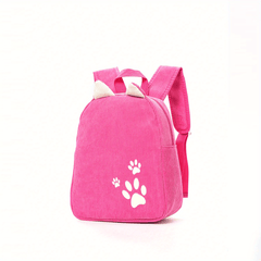Corduroy Rabbit Ear Footprint Backpack Lightweight Waterproof Schoolbag