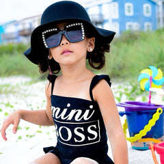 Girls Diamond Sunglasses Square Frame UV Protection for Outdoor Activities